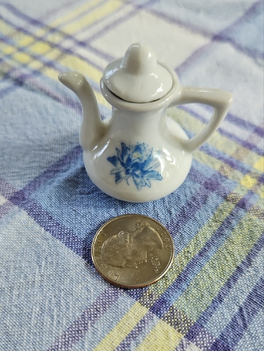 VTG 13 PC Miniature Ceramic Tea Set with Blue Floral Motif - Picture 10 of 11
